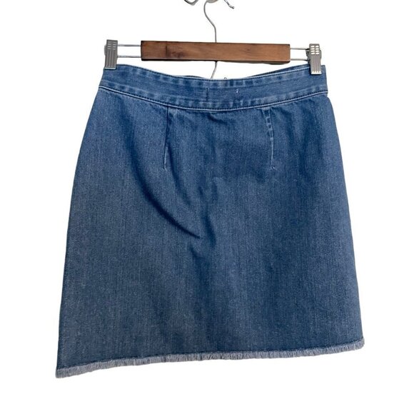 Made & Loved LOFT Womens Y2K Blue Frayed Hem Tie Wrap Denim Mini Jean Skirt 2 - Picture 7 of 7